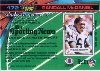 1991 Stadium Club #172 Randall McDaniel Back