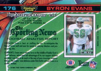 1991 Stadium Club #176 Byron Evans Back