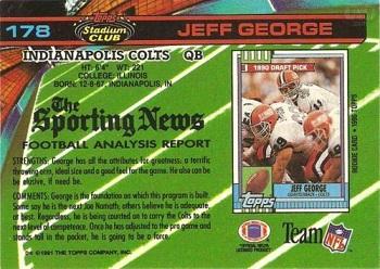 1991 Stadium Club #178 Jeff George Back