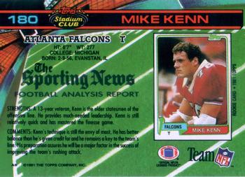 1991 Stadium Club #180 Mike Kenn Back