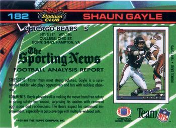 1991 Stadium Club #182 Shaun Gayle Back