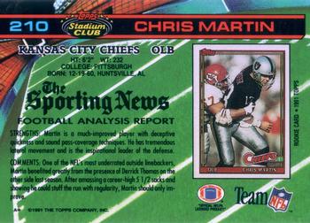 1991 Stadium Club #210 Chris Martin Back