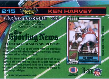 1991 Stadium Club #215 Ken Harvey Back