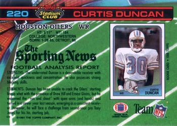 1991 Stadium Club #220 Curtis Duncan Back