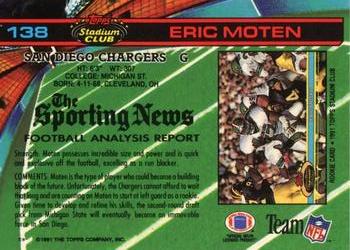 1991 Stadium Club #138 Eric Moten Back
