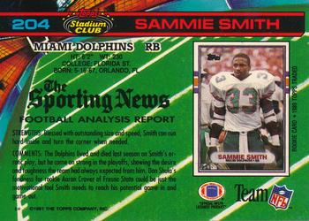 1991 Stadium Club #204 Sammie Smith Back
