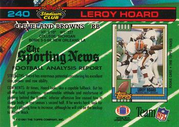 1991 Stadium Club #240 Leroy Hoard Back
