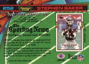 1991 Stadium Club #252 Stephen Baker Back