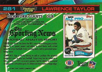 1991 Stadium Club #281 Lawrence Taylor Back
