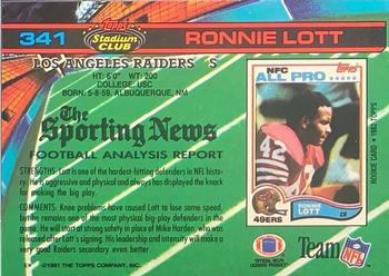 1991 Stadium Club #341 Ronnie Lott Back