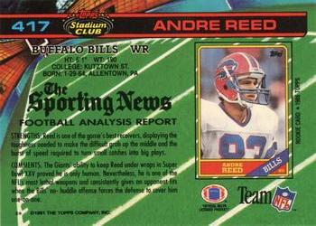 1991 Stadium Club #417 Andre Reed Back