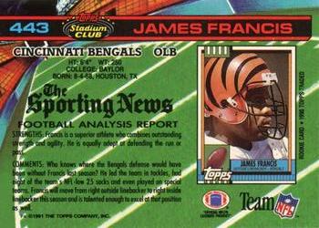 1991 Stadium Club #443 James Francis Back