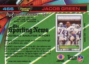 1991 Stadium Club #466 Jacob Green Back