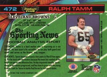1991 Stadium Club #472 Ralph Tamm Back