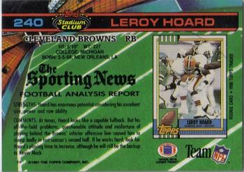 1991 Stadium Club #240 Leroy Hoard Back