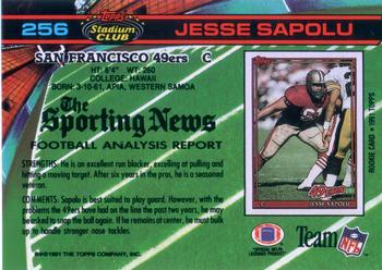 1991 Stadium Club #256 Jesse Sapolu Back
