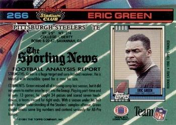1991 Stadium Club #266 Eric Green Back