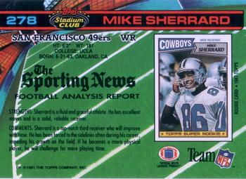 1991 Stadium Club #278 Mike Sherrard Back
