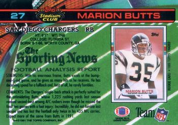 1991 Stadium Club #27 Marion Butts Back