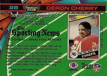1991 Stadium Club #28 Deron Cherry Back