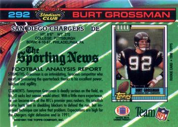 1991 Stadium Club #292 Burt Grossman Back