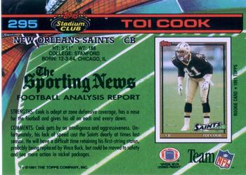 1991 Stadium Club #295 Toi Cook Back