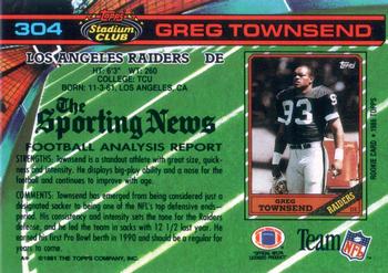 1991 Stadium Club #304 Greg Townsend Back