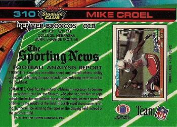 1991 Stadium Club #310 Mike Croel Back