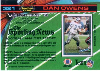 1991 Stadium Club #321 Dan Owens Back