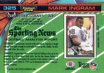 1991 Stadium Club #325 Mark Ingram Back