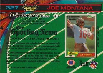 1991 Stadium Club #327 Joe Montana Back