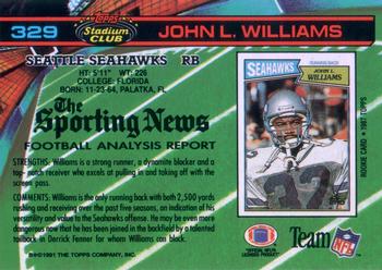 1991 Stadium Club #329 John L. Williams Back