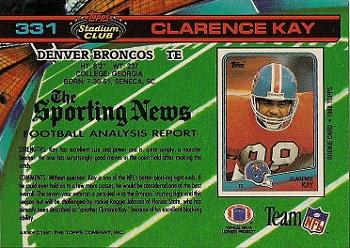 1991 Stadium Club #331 Clarence Kay Back