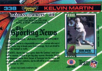1991 Stadium Club #338 Kelvin Martin Back