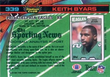 1991 Stadium Club #339 Keith Byars Back