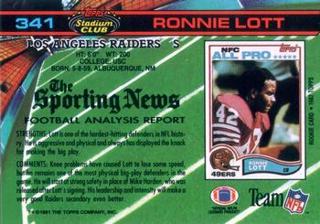 1991 Stadium Club #341 Ronnie Lott Back