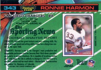 1991 Stadium Club #343 Ronnie Harmon Back