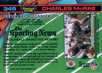 1991 Stadium Club #345 Charles McRae Back