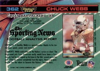 1991 Stadium Club #362 Chuck Webb Back