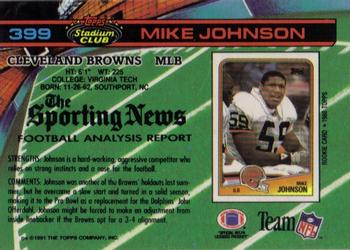 1991 Stadium Club #399 Mike Johnson Back
