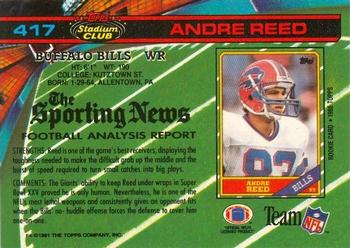 1991 Stadium Club #417 Andre Reed Back