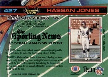 1991 Stadium Club #427 Hassan Jones Back