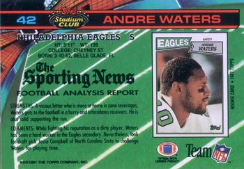 1991 Stadium Club #42 Andre Waters Back