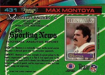 1991 Stadium Club #431 Max Montoya Back