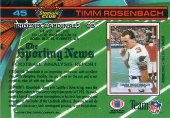 1991 Stadium Club #45 Timm Rosenbach Back