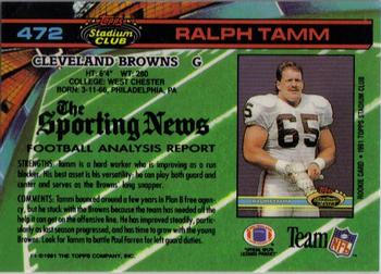 1991 Stadium Club #472 Ralph Tamm Back