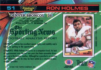 1991 Stadium Club #51 Ron Holmes Back