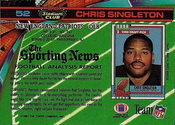 1991 Stadium Club #52 Chris Singleton Back
