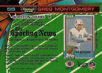 1991 Stadium Club #55 Greg Montgomery Back