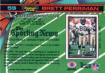 1991 Stadium Club #59 Brett Perriman Back